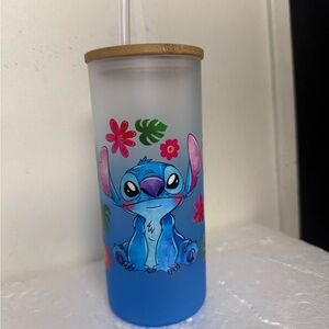 Blue Character Glass Tumbler with Straw
